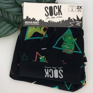 Sock It To Me Black Neon Jurassic Party Dinosaur 90s Design BoxerBrief Underwear